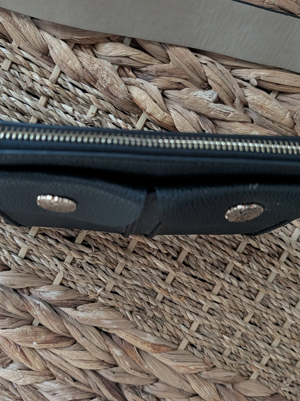 Black Belt Bag with Decorative Gold Buttons